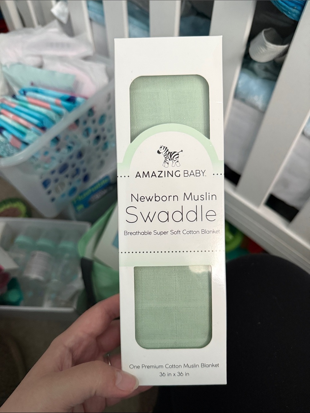 Amazing Baby Newborn Muslin Swaddle Blanket - Soft Mint